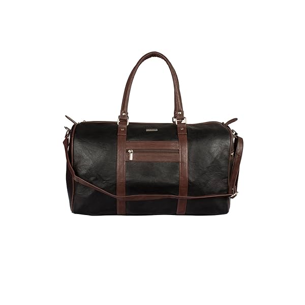 Image of Bern Synthetic 48 cms Black & Brown Travel Duffle