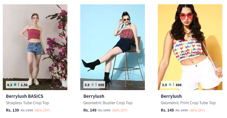 Image of Berrylush Smocked Crop Top Starting At @₹139