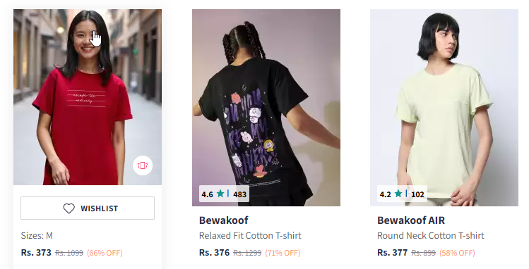 Image of Bewakoof Boyfriend T-shirt. Starting At @₹249