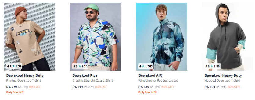 Image of Bewakoof Clothing Starts Price @ ₹279