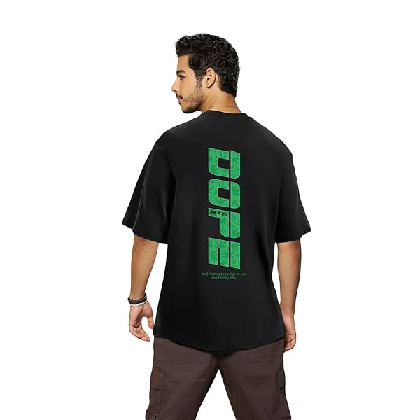 Image of Bewakoof Men's Typography T-Shirt (100% Cotton, Oversized)