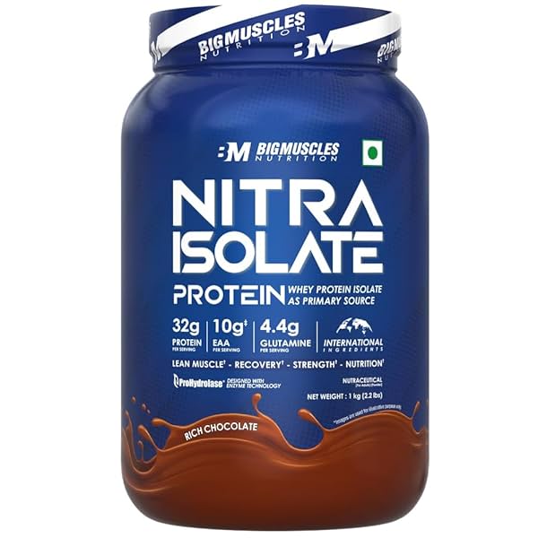 Image of Bigmuscles Nutrition Nitra Isolate [1kg, Rich Chocolate] For Faster Absorption Faster Recovery & Muscle Building