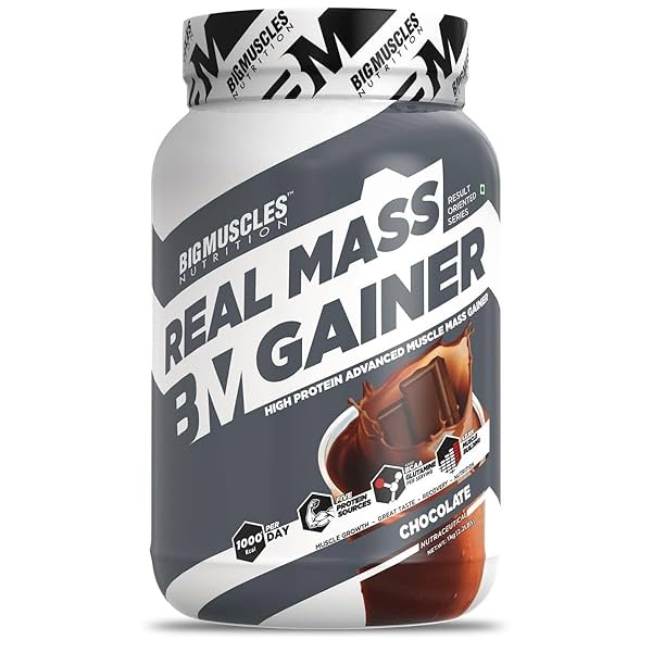 Image of Bigmuscles Nutrition Real Mass Gainer [1Kg, Rich Chocolate]