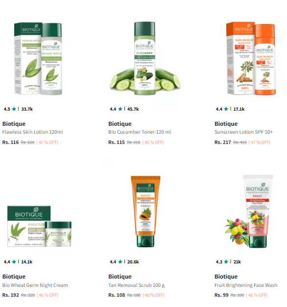 Image of Biotique Brand All Beauty and Personal Care Products 