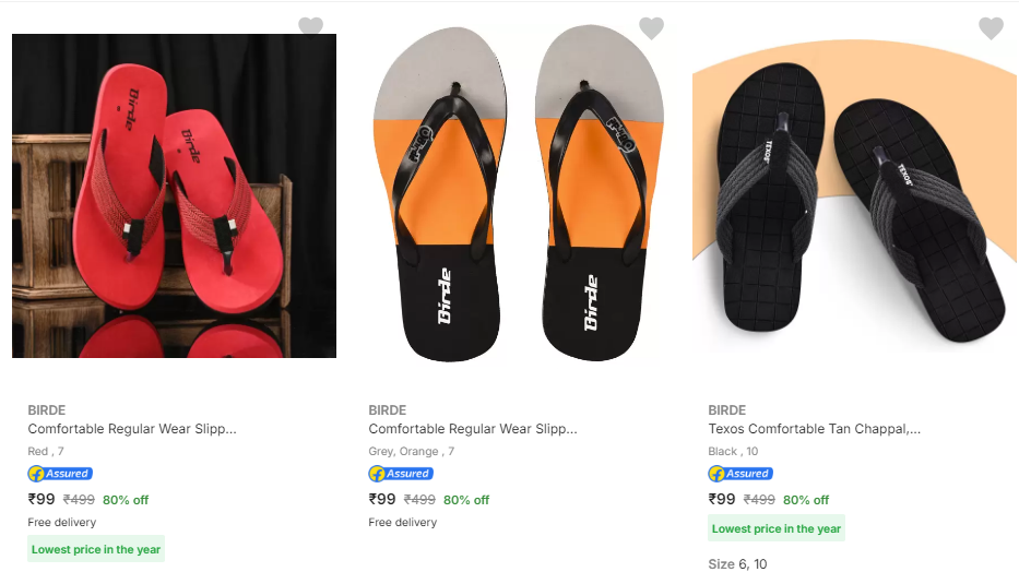 Image of Birde Men’s Slippers & Flip Flops up to 80% Discount from ₹99