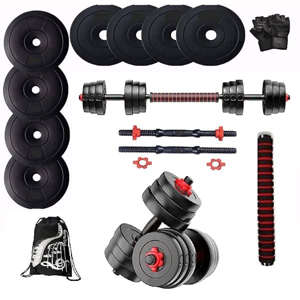 Image of Bodyfit Home Gym Set Weight Plates with 1 Connector Barbell Rod