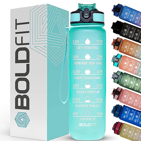 Image of Boldfit Water Bottles 1 Litre Sipper Bottle For Adults, Kids,Unbreakable Motivational Water Bottle