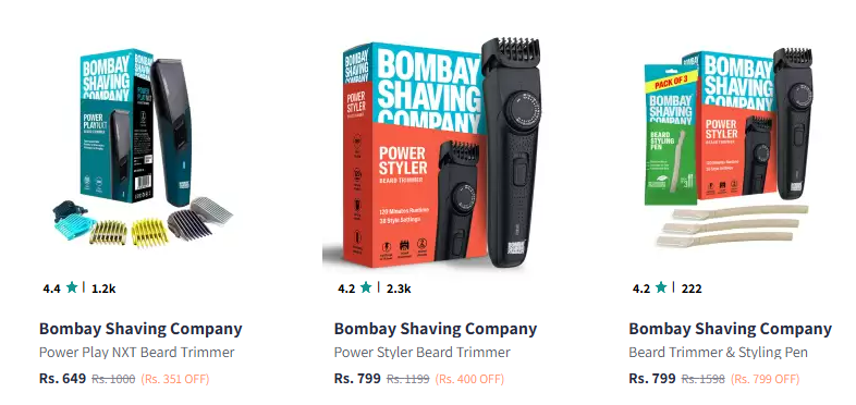 Image of Bombay Shaving Company Beard Trimmer Starting at ₹649 + Extra 25% Discount with Coupon 