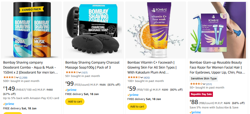 Image of Bombay Shaving Company Personal Care Products at Minimum 68% Discount 