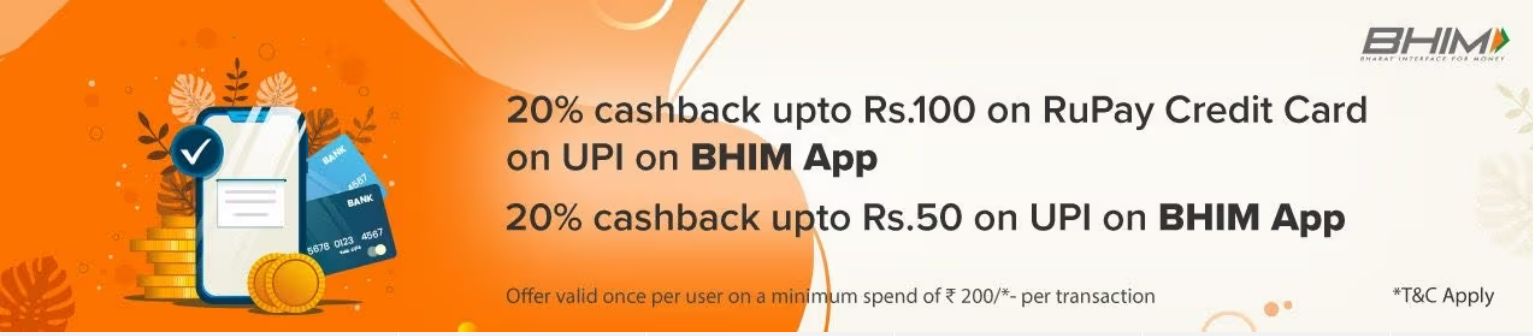 Image of BookMyShow : 20% Cashback Up To ₹100 on Rupay Credit Card On UPI Via BHIM App