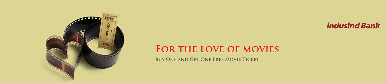 Image of BookMyShow: Buy 1 Get 1 Movie ticket Free with IndusInd Premium Debit Cards