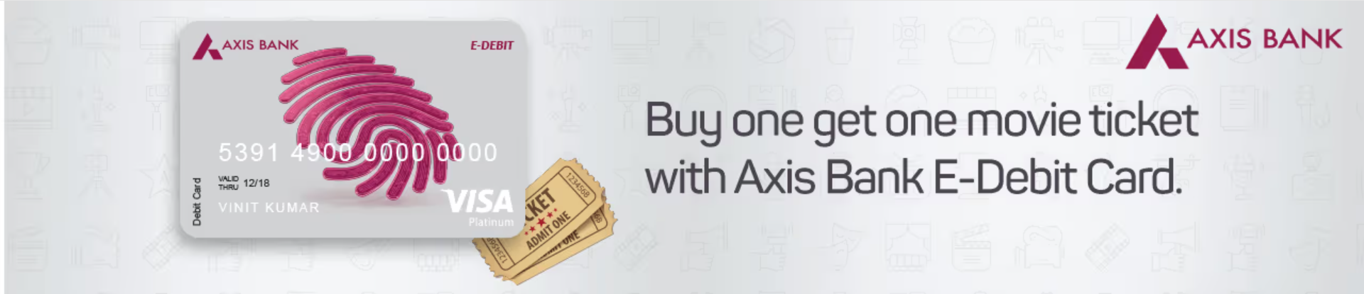 Image of BookMyShow : Buy One Get One movie ticket with Axis E-Debit card