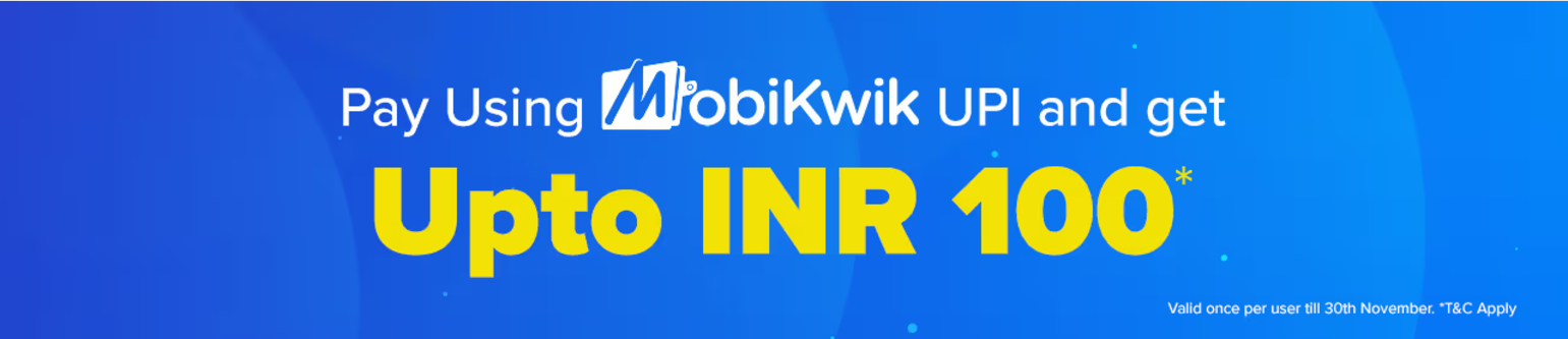 Image of BookMyShow : Get upto ₹100 cashback (Min. Transaction value of ₹300) Pay using Mobikwik wallet or Zip Pay