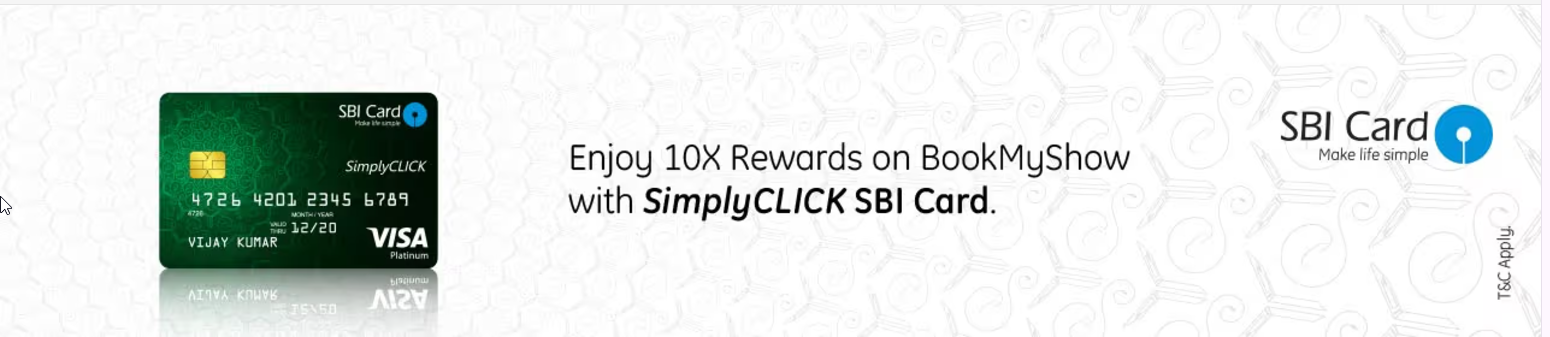 Image of BookMyShow Offers : Get 10 Reward Points on every ₹100 spent using your SimplyCLICK SBI CC