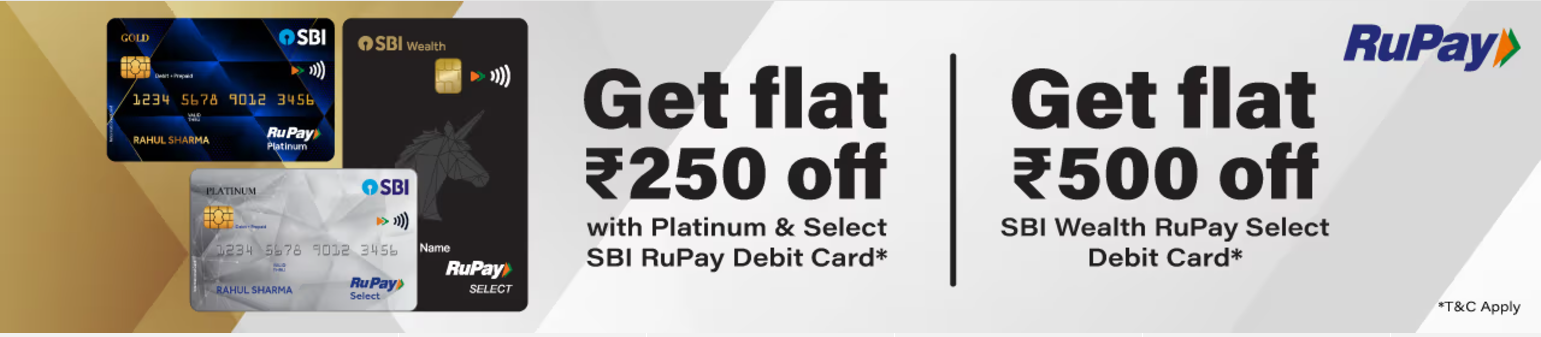 Image of BookMyShow Offers : Get ₹500 off on min. booking of 2 tickets with SBI Wealth Rupay CC