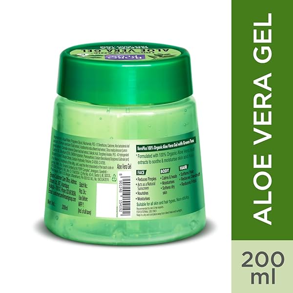 Image of Boroplus Aloe Vera Gel With Green Tea 100% Organic For Skin & Hair, 