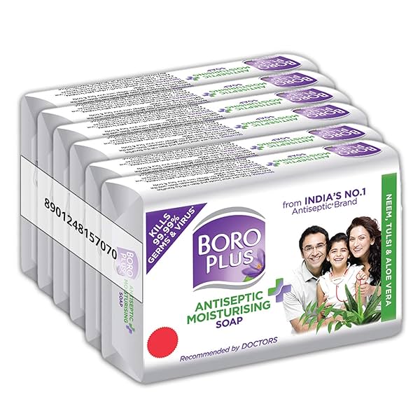 Image of Boroplus Antiseptic Bathing Soap Aloe Vera Neem Tulsi 125g Pack of 6