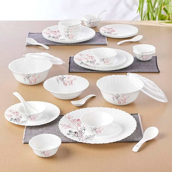 Image of Borosil Aspen Silk Series Opalware Dinner Set 35 Pieces