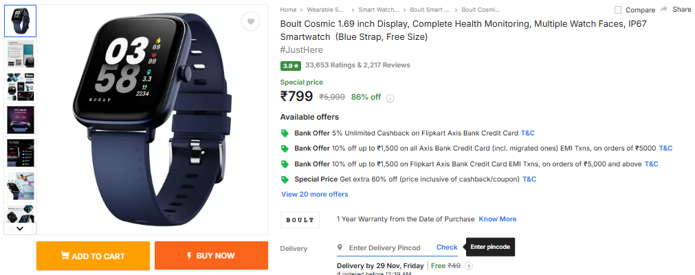 Image of Boult Cosmic 1.69 inch Display