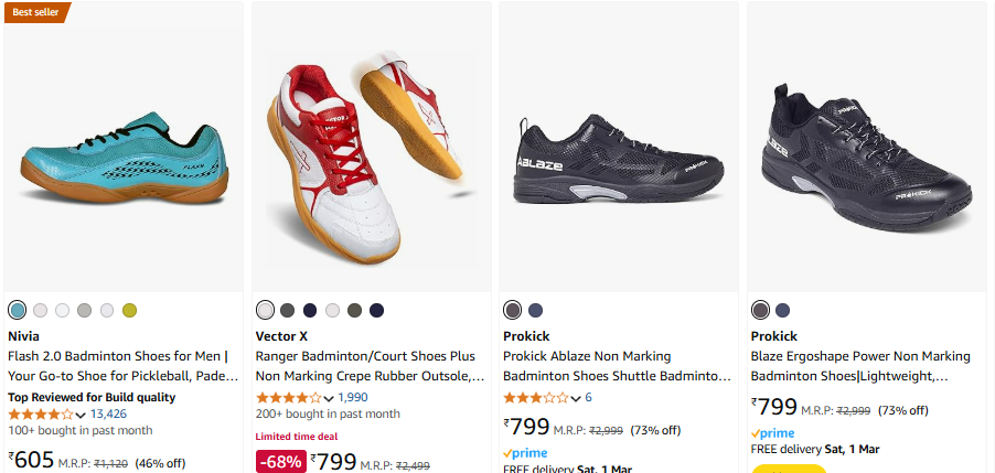 Image of Branded Badminton Shoes for Men Starting at ₹605