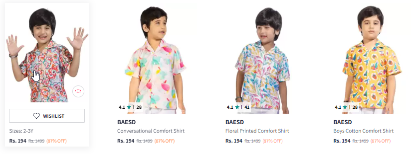 Image of Branded Boy Floral Printed Cotton Spread Collar Comfort Shirt With Short Starting Price @ ₹194