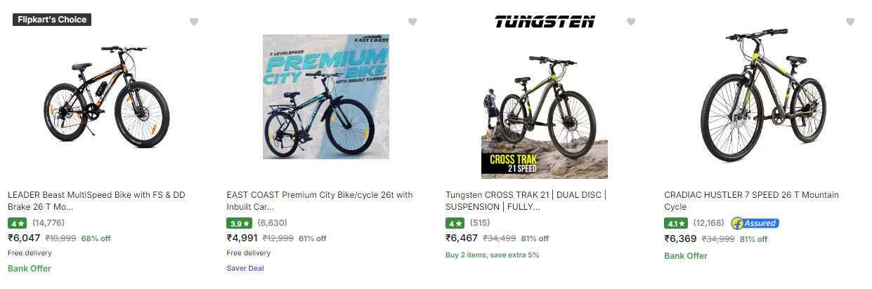 Image of Branded Geared cycles Minimum 60% Discount