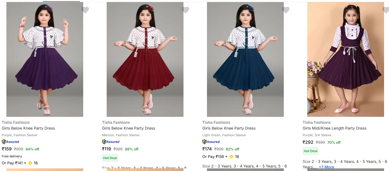 Image of Branded Girls Below Knee Party Dress Starting Price @ ₹159