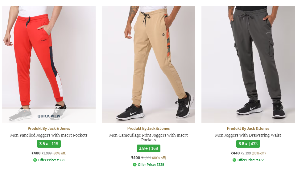 Image of Branded Men Panelled Joggers with Insert Pockets Starting Price @ ₹ 400