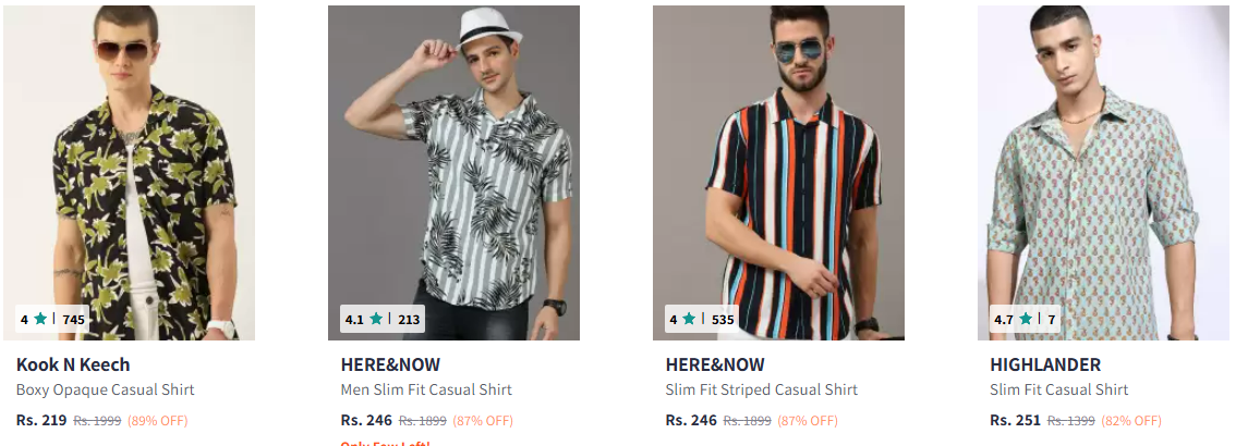 Image of Branded Men Pure Cotton Casual Shirt at Minimum 80% Discount 