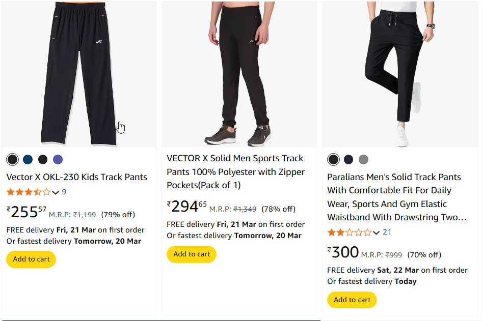 Image of Branded Men'S Track Pants Starting Price At ₹255