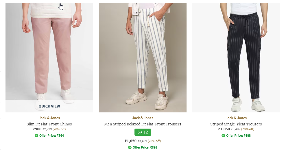 Image of Branded Men Striped Relaxed Fit Flat-Front Trousers is Available on AJIO