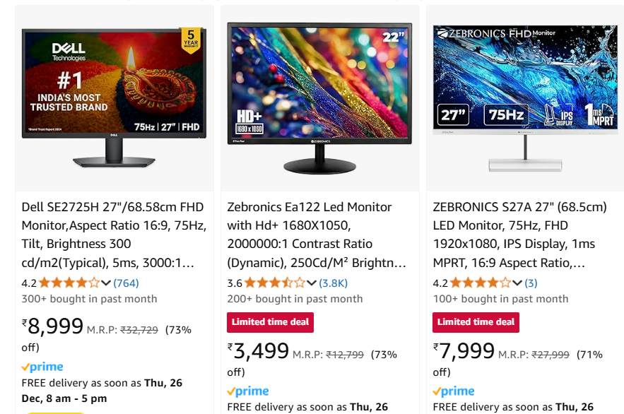 Image of Branded Premium Monitors Upto 80% Discount