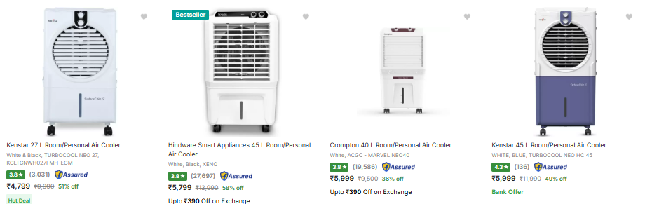 Image of Branded Room / Personal Air Cooler Starting at ₹4799