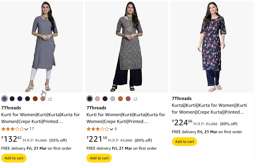 Image of Branded Women's Straight Kurti Starting Price ₹132