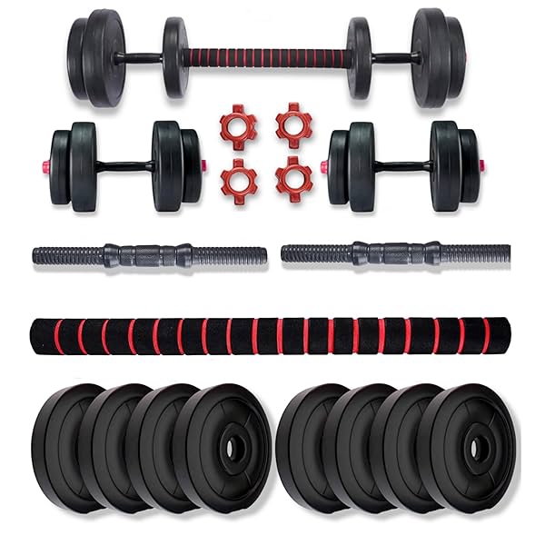 Image of Bullar PVC Dumbbells Set and Fitness Kit for Men and Women Whole Body Workout with Connector Rod (30 kg)