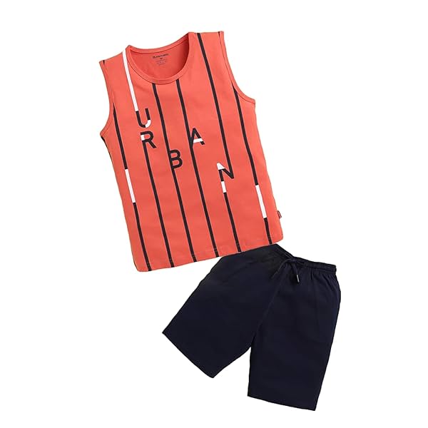 Image of Bumchums Boys Sleeveless Round Neck T-Shirt and Pant Set for Boys