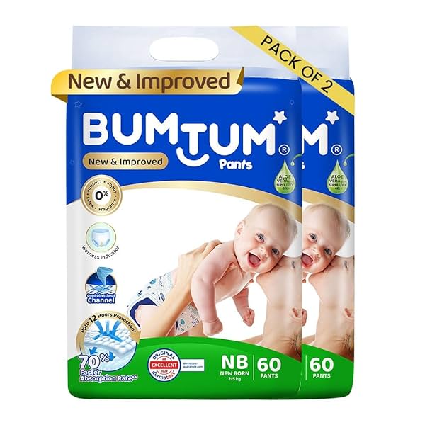 Image of Bumtum Baby Diaper Pants, Small Size 120 Count, (Pack of 2)