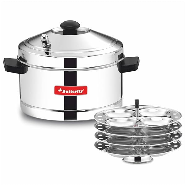 Image of Butterfly Friendly Aluminium Idli Cooker with 4 Stainless Steel Idli Plates