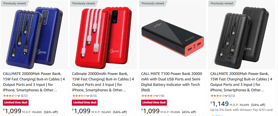 Image of CALLMATE Fast Charging 20000mAh Power Bank Starting at ₹1099