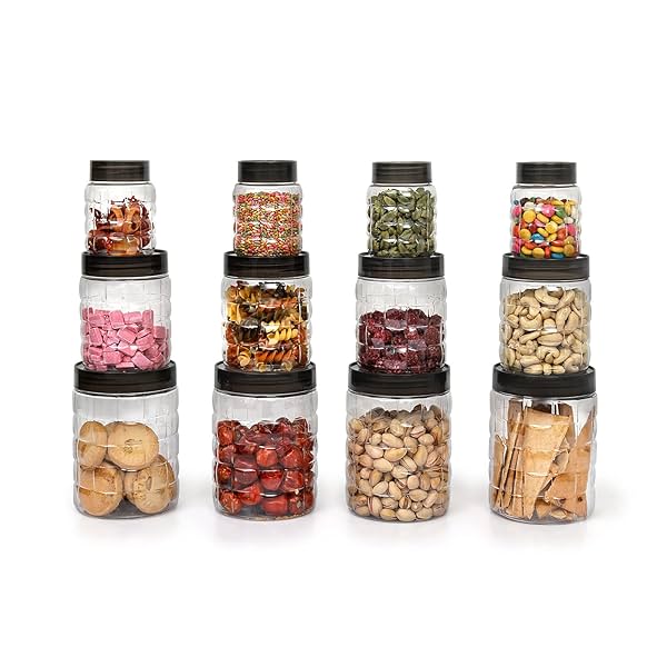 Image of CELLO Checkers Airtight Canister Set (300ml x 4, 650ml x 4, 1200ml x 4)