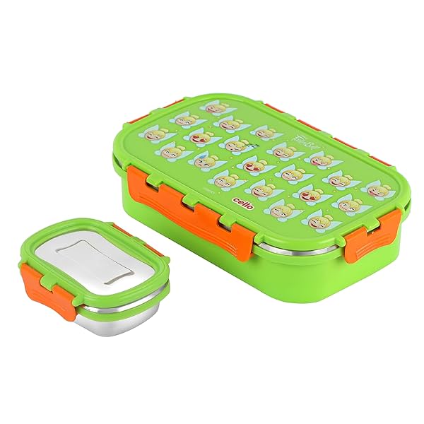 Image of CELLO Fun Food Big 2 Containers Lunch Box, 1024 ml, Green