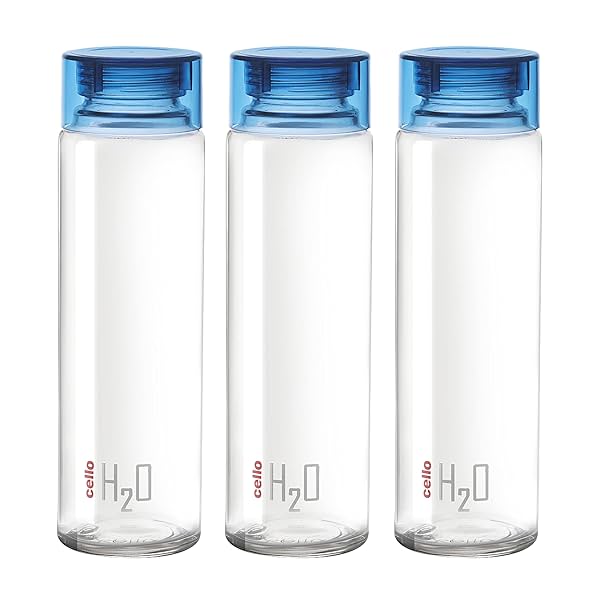 Image of CELLO H2O Glass Fridge Water Bottle with Plastic Cap