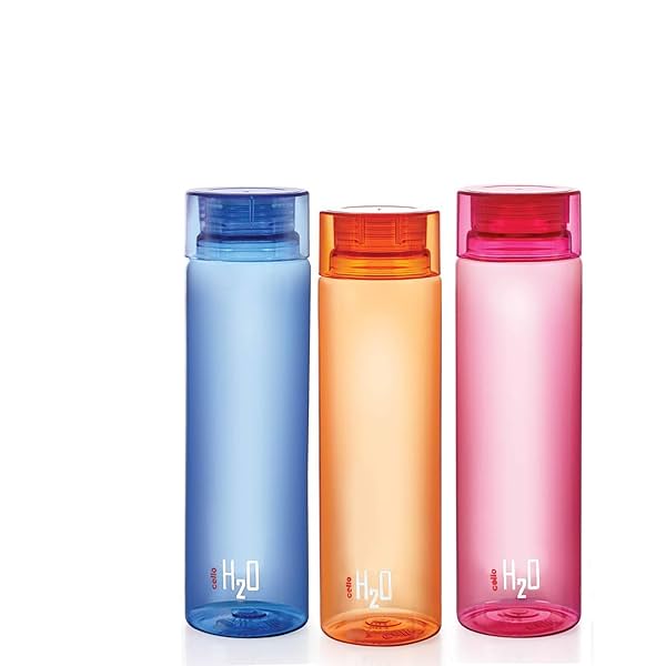 Image of CELLO H2O Round Unbreakable Plastic Water Bottle | Assorted, Set of 3