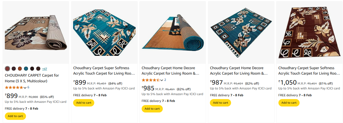 Image of CHOUDHARY CARPET minimum 80% Discount