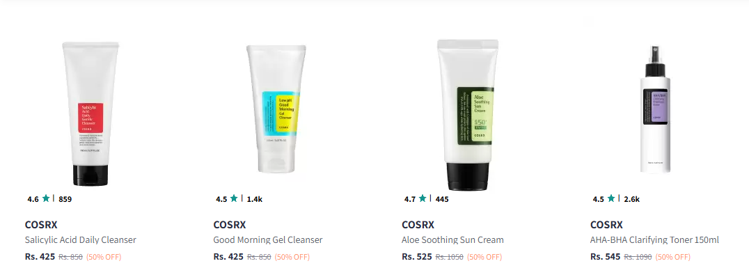 Image of COSRX Skin Care Products at Minimum 50% Discount 