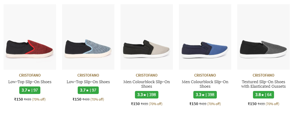 Image of CRISTOFANO Low-Top Slip-On Shoes Starting Price @₹150