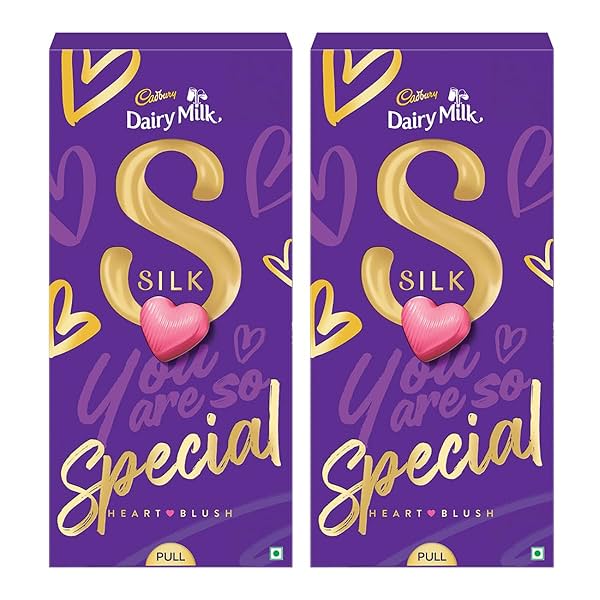 Image of Cadbury Dairy Milk Silk Valentine's Heart Blush Chocolate Bar Gift Pack, 250 g (Pack of 2).