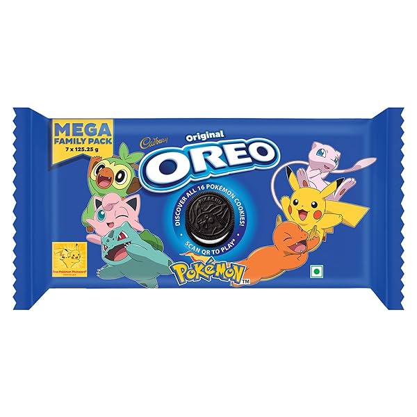 Image of Cadbury Oreo Pokémon Vanilla Flavour Creme Sandwich Biscuit Mega Family Pack, 876.75 g