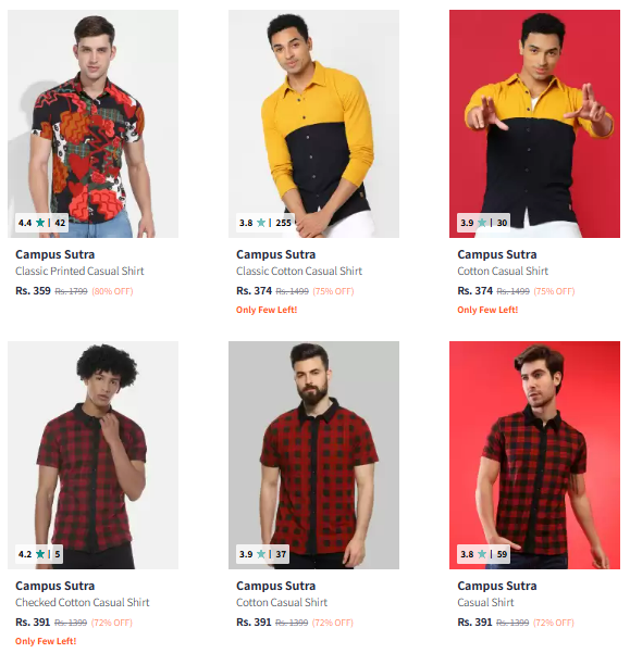 Image of Campus Sutra Brand Casual Shirts for Men's @ Up to 80% Discount