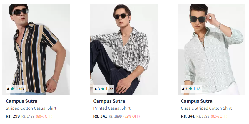 Image of Campus Sutra Brand Men's Casual Shirt Up to 82% Discount